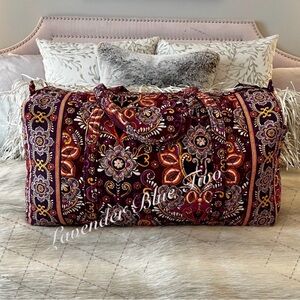 VERA BRADLEY Sunset Safari L Duffle Bag 2 Handles Zip Top Brown Gold Maroon Y2K